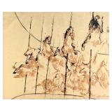 Leroy Neiman "Wooden Horse Carousel" Watercolor...