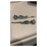 Blue Rhinestone Hair Pins