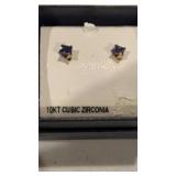 10K Blue CZ Earrings