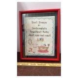 Framed Vintage Cross Stitch on Linen