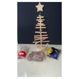Wooden Christmas Tree with Decorations Kit