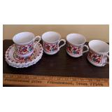 Sango Basque One World Set, 4 cups & 3 saucers