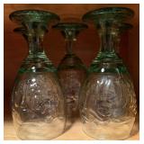 5 Libbey Green Glass 'Orchard Fruit' Water Goblets