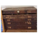 Vtg. Wooden Machinist Cabinet with Contents