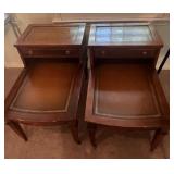 Pair of Side Tables with Leather Look Inlay