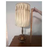 Vtg. Brass and Amber Globe Lamp with Shade