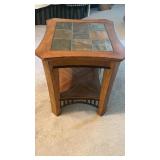 Wood and Tile Top SIde Table