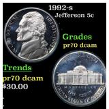 Proof 1992-s Jefferson Nickel 5c Grades GEM++ Proo
