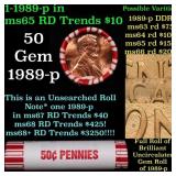 BU Shotgun Lincoln 1c roll, 1989-p 50 pcs Bank Wra