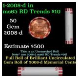 Shotgun Lincoln 1c roll, 2008-d 50 pcs Bank Wrappe