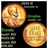 1955-d Lincoln Cent 1c Grades GEM++ RD