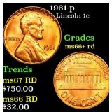 1961-p Lincoln Cent 1c Grades GEM++ RD