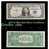 1957 $1 Blue Seal Silver Certificate Grades vf+