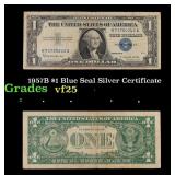1957B $1 Blue Seal Silver Certificate Grades vf+