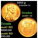 1955-p Lincoln Cent 1c Grades GEM++ RD