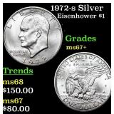 1972-s Silver Eisenhower Dollar $1 Graded ms67+ BY