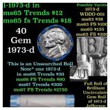 BU Shotgun Jefferson 5c roll, 1973-d 40 pcs Bank $