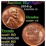 ***Auction Highlight*** 1954-p Lincoln Cent 1c Gra