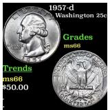 1957-d Washington Quarter 25c Grades GEM+ Unc