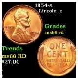 1954-s Lincoln Cent 1c Grades GEM+ Unc RD