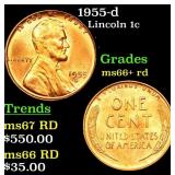1955-d Lincoln Cent 1c Grades GEM++ RD