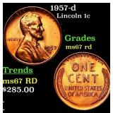 1957-d Lincoln Cent 1c Grades GEM++ Unc RD
