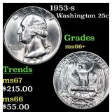 1953-s Washington Quarter 25c Grades GEM++ Unc