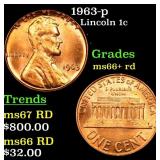 1963-p Lincoln Cent 1c Grades GEM++ RD