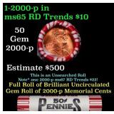 Shotgun Lincoln 1c roll, 2000-p 50 pcs Bank Wrappe