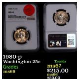 NGC 1980-p Washington Quarter 25c Graded ms66 By N