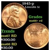 1945-p Lincoln Cent 1c Grades GEM++ RD