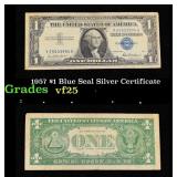 1957 $1 Blue Seal Silver Certificate Grades vf+