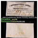 1861 Confederate States Twenty Dollars Note Grades