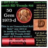 BU Shotgun Lincoln 1c roll, 1973-d 50 pcs Steel St