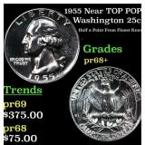 Proof 1955 Washington Quarter Near TOP POP! 25c Gr