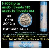 BU Shotgun Jefferson 5c roll, 2002-p 40 pcs Bank $