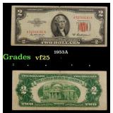 1953A $2 Red Seal United States Note Grades vf+