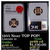 Proof NGC 1955 Lincoln Cent Near TOP POP! 1c Grade