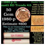 Shotgun Lincoln 1c roll, 1980-p 50 pcs Bank Wrappe