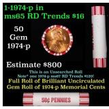 Shotgun Lincoln 1c roll, 1974-p 50 pcs Brandt 50c