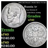 1898 (AG) Russia 1 Ruble Silver Y# 59.3 Grades xf