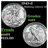 1943-d Walking Liberty Half Dollar 50c Grades Choi