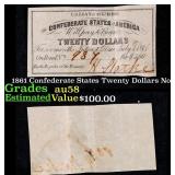 1861 Confederate States Twenty Dollars Note Grades