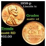 1958-p Lincoln Cent 1c Grades Gem+ Unc RD