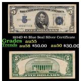 1934D $5 Blue Seal Silver Certificate Grades Choic