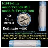 BU Shotgun Jefferson 5c roll, 1979-d 40 pcs Bank $