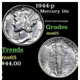 1944-p Mercury Dime 10c Grades GEM Unc