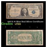 1957A $1 Blue Seal Silver Certificate Grades vf, v