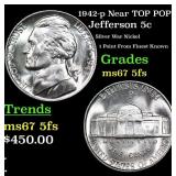 1942-p Jefferson Nickel Near TOP POP! 5c Graded GE