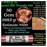 BU Shotgun Lincoln 1c roll, 1992-p 50 pcs Bank Wra